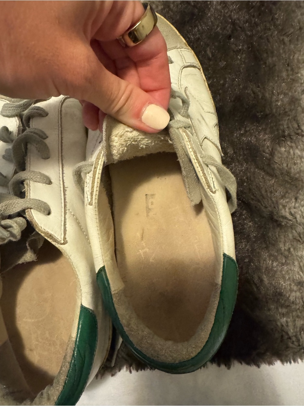 Golden Goose White Leather Sneakers with Green Heel - Picture 5 of 5